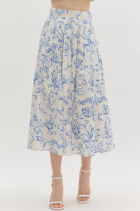 Fresh Start Skirt - Cream/Blue