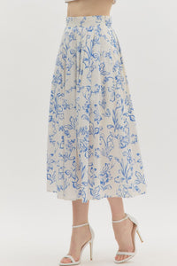 Fresh Start Skirt - Cream/Blue