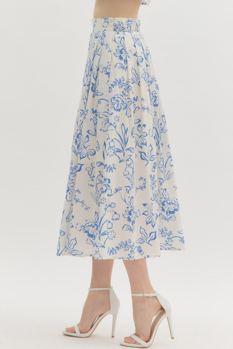 Fresh Start Skirt - Cream/Blue