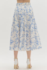 Fresh Start Skirt - Cream/Blue
