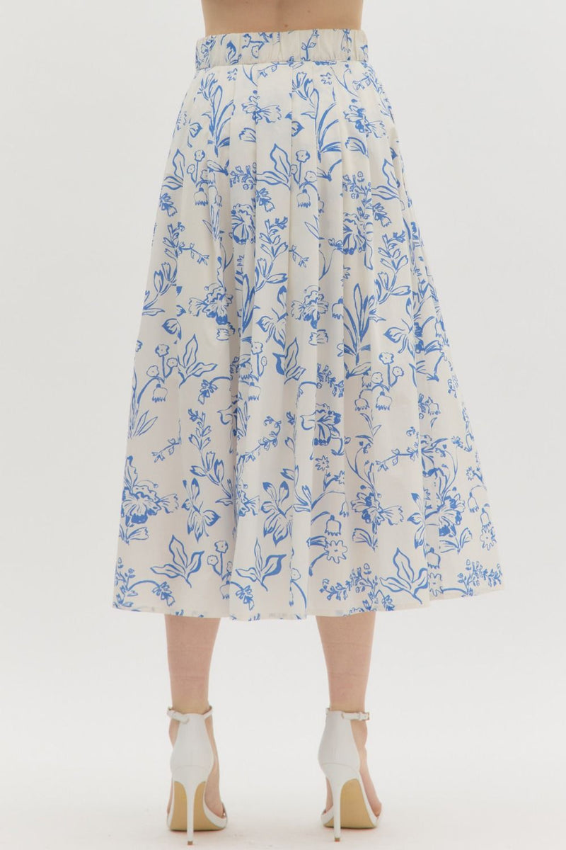 Fresh Start Skirt - Cream/Blue