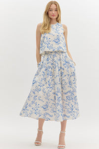 Fresh Start Skirt - Cream/Blue