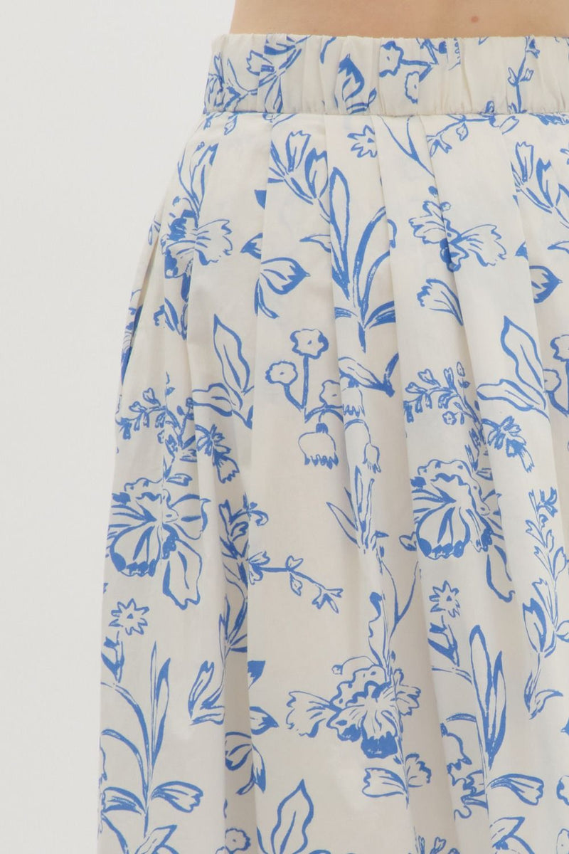 Fresh Start Skirt - Cream/Blue