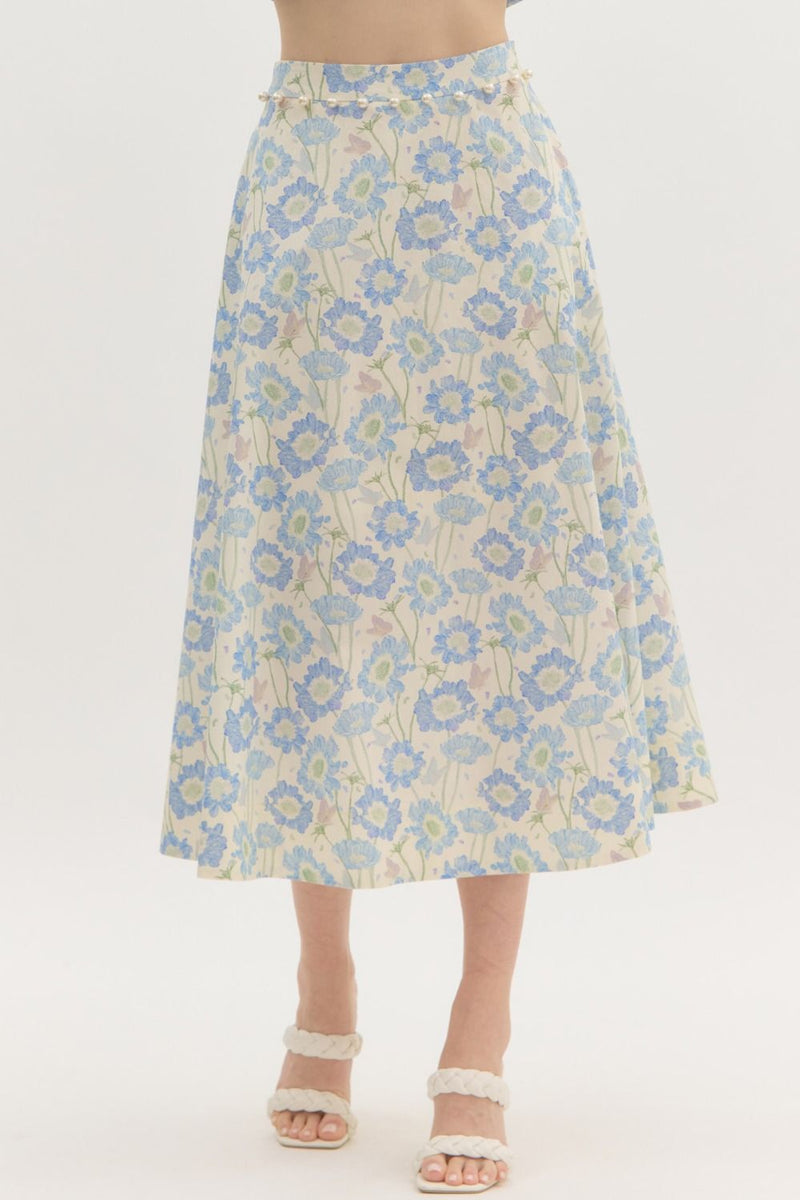 Dotted In Pearls Skirt - Blue