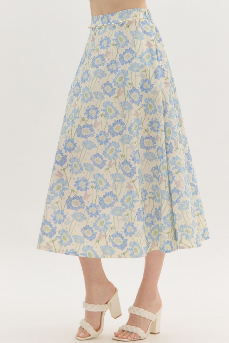 Dotted In Pearls Skirt - Blue