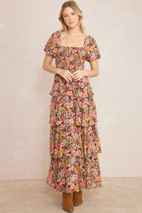 Serenity Rose Dress - Brown