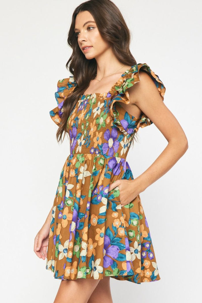 Pick Of The Bunch Dress - Brown