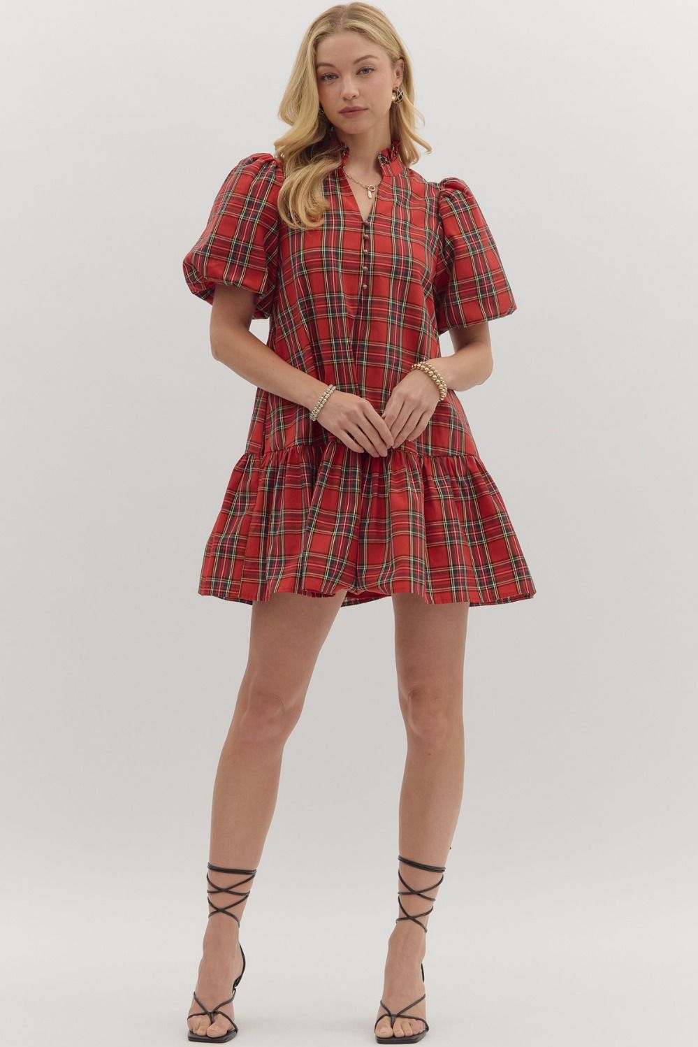Checking It Twice Dress - Red