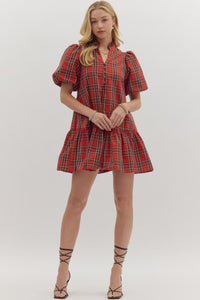 Checking It Twice Dress - Red