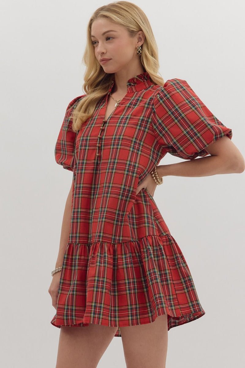 Checking It Twice Dress - Red