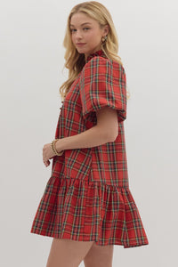 Checking It Twice Dress - Red