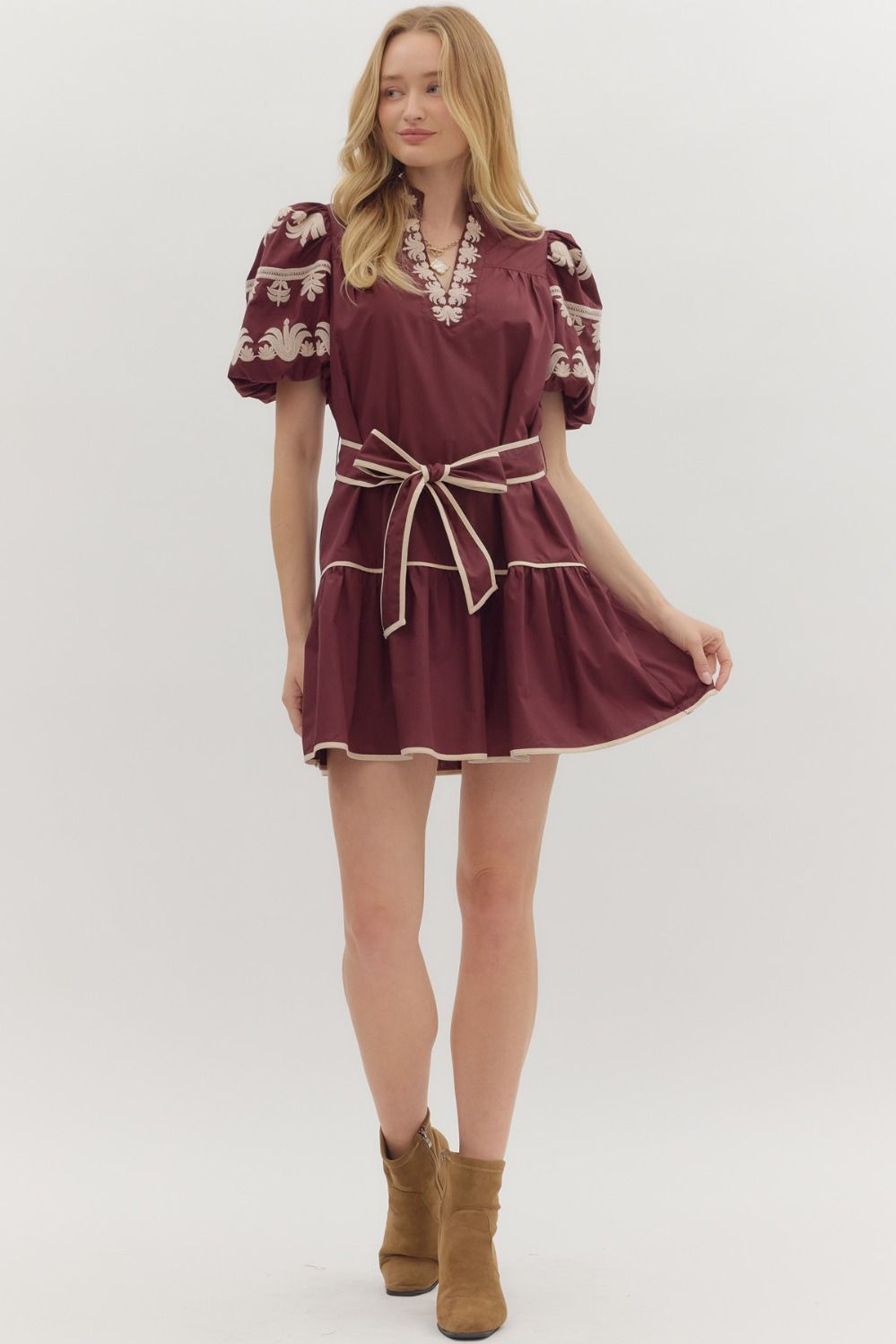 Delicate Touch Dress - Burgundy