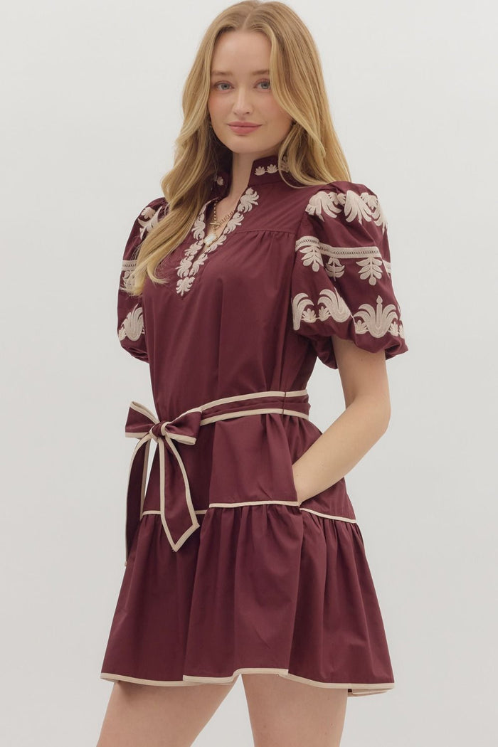 Delicate Touch Dress - Burgundy