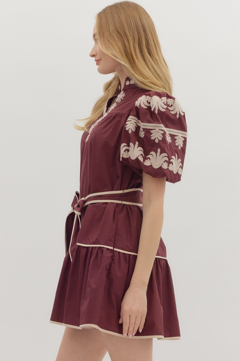 Delicate Touch Dress - Burgundy