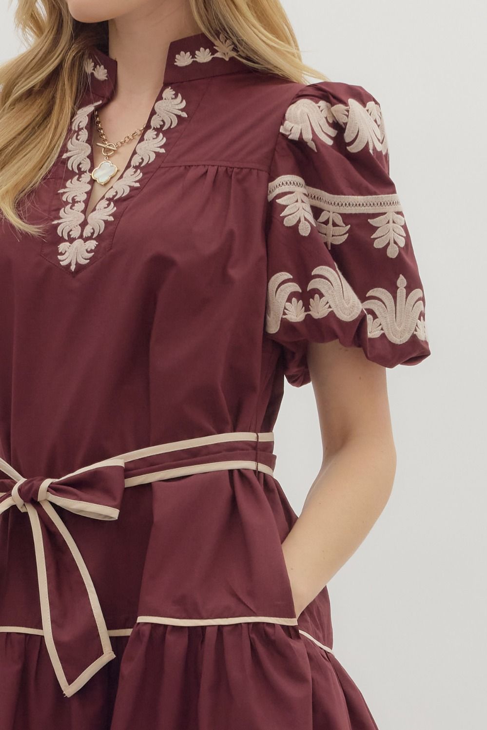 Delicate Touch Dress - Burgundy