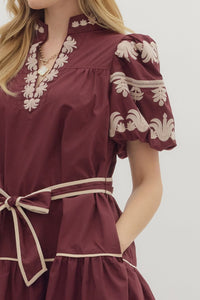 Delicate Touch Dress - Burgundy