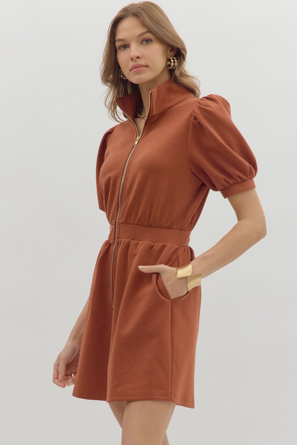 Gone For Good Dress - Rust