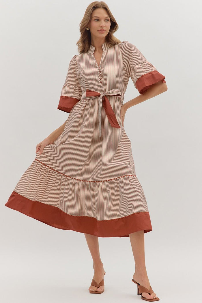 Wrapped With Love Dress - Brick