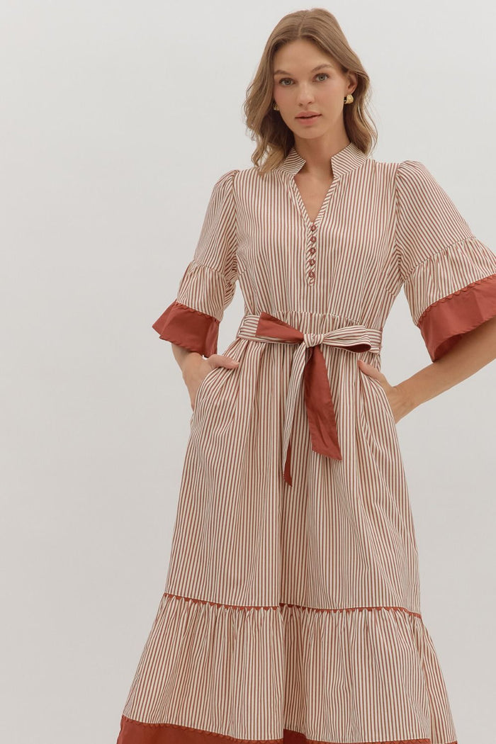 Wrapped With Love Dress - Brick