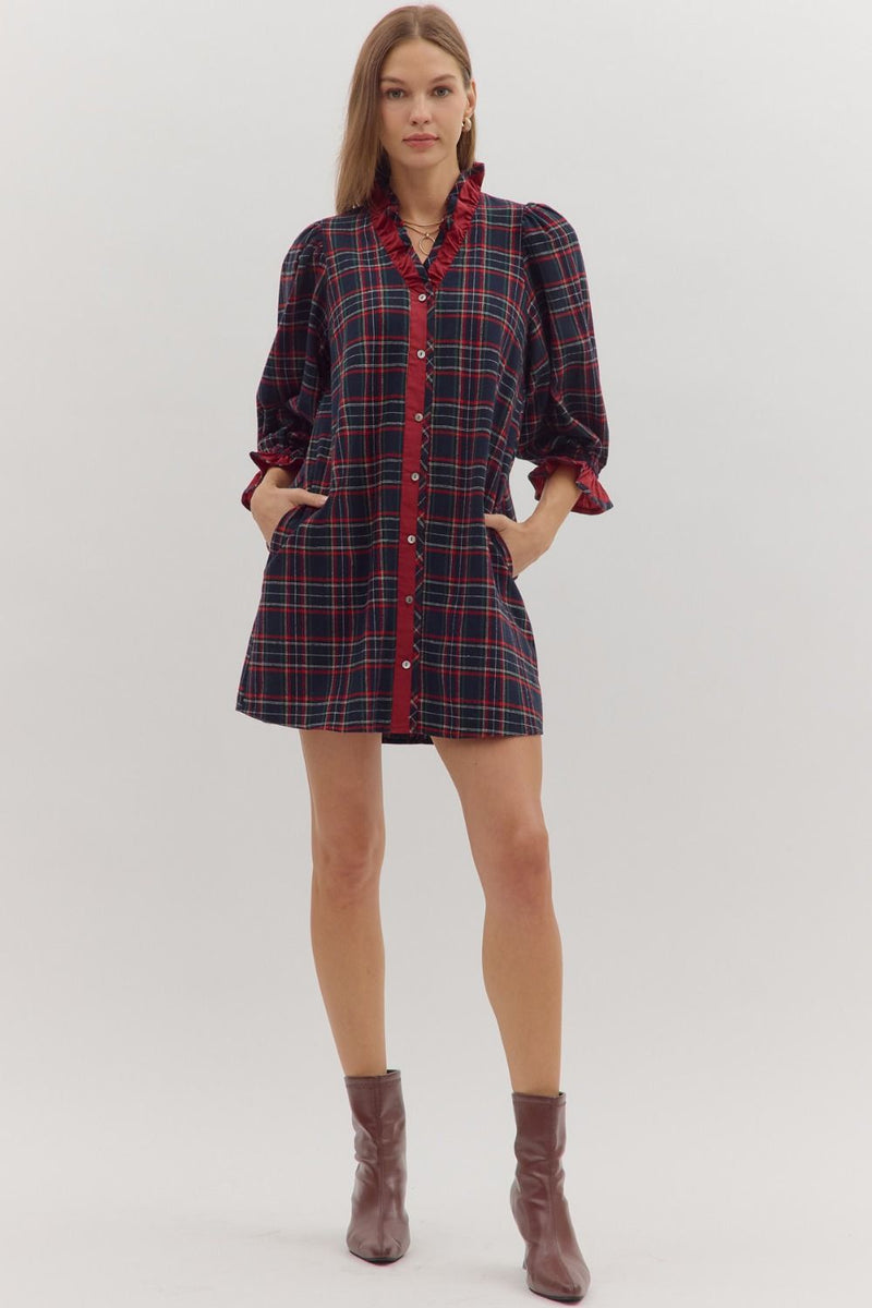 A Night Full Of Carols Dress - Navy