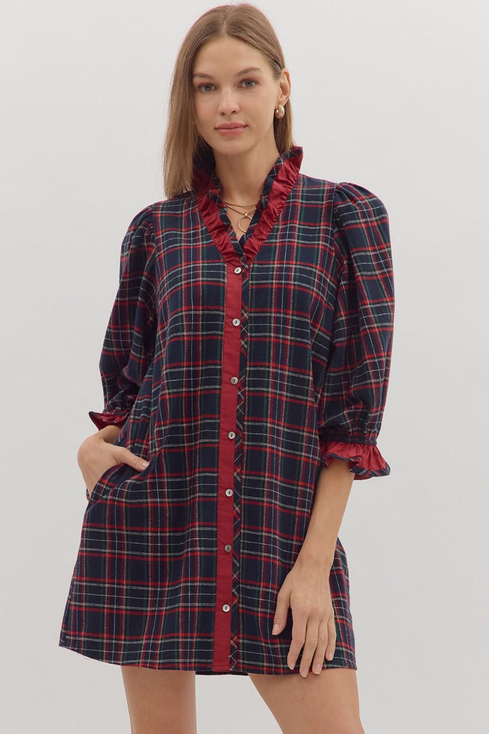 A Night Full Of Carols Dress - Navy