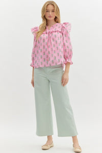 Floral Flounce Top - Pink