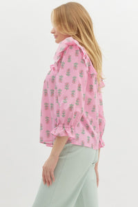 Floral Flounce Top - Pink