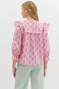 Floral Flounce Top - Pink