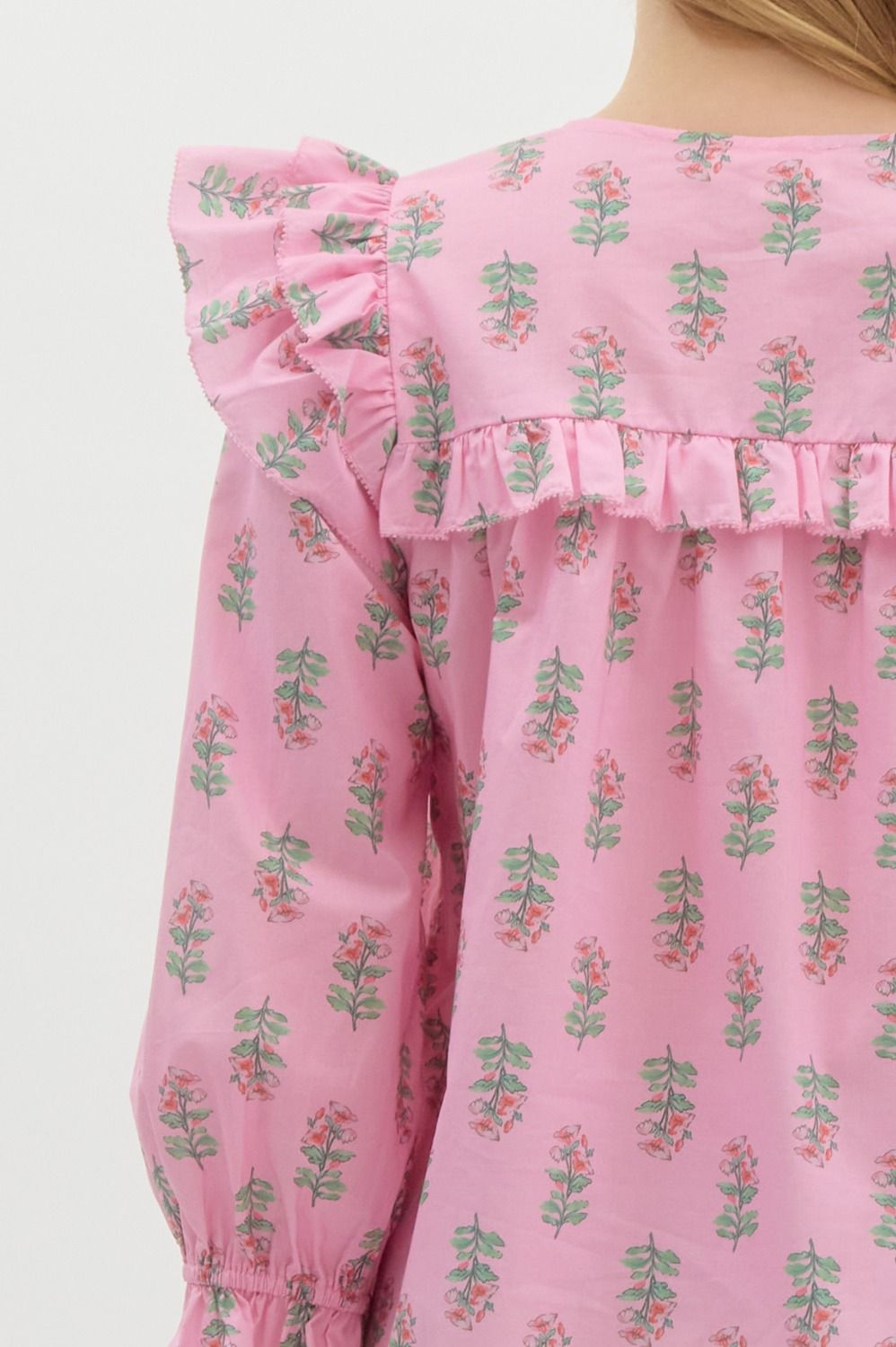 Floral Flounce Top - Pink