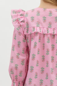 Floral Flounce Top - Pink