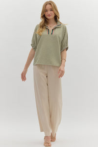 First In Line Top - Olive