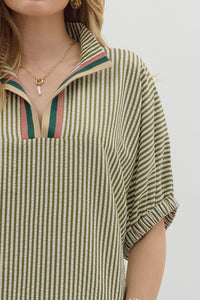 First In Line Top - Olive