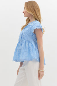 Softly Pleated Top - Chambray