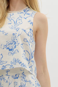 Fresh Start Top - Cream/Blue