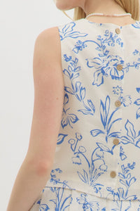 Fresh Start Top - Cream/Blue