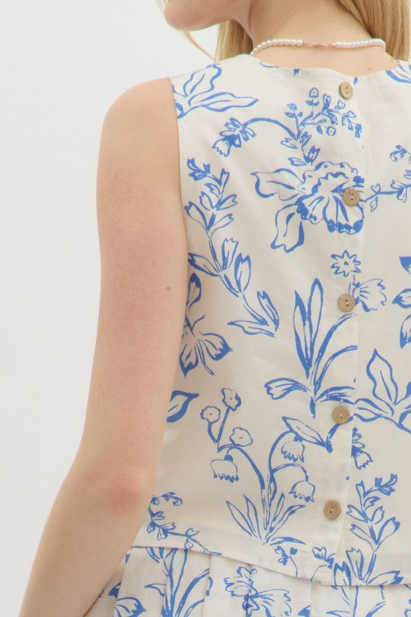 Fresh Start Top - Cream/Blue
