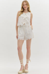 Lattice & Lace Top - White