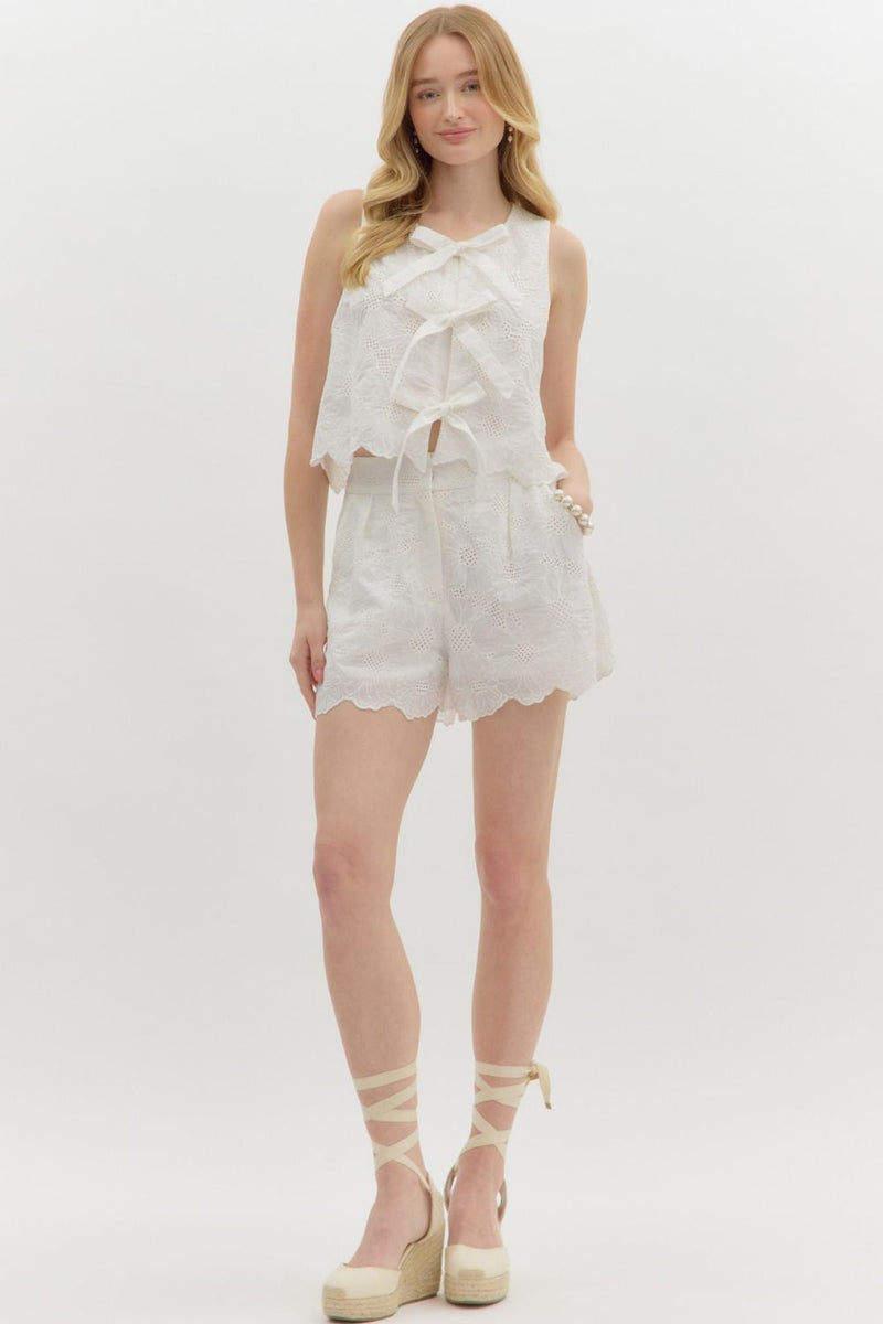 Lattice & Lace Top - White
