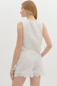 Lattice & Lace Top - White