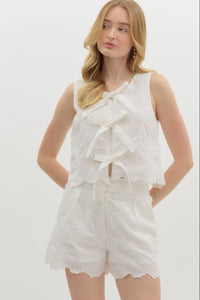 Lattice & Lace Top - White