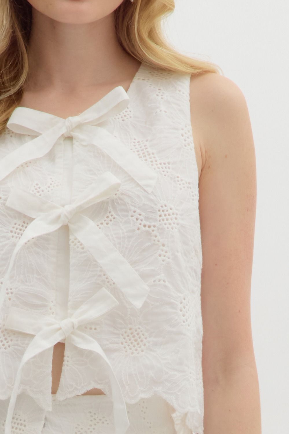 Lattice & Lace Top - White