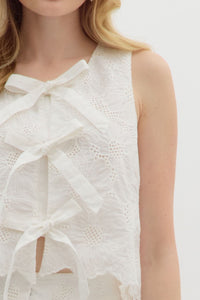 Lattice & Lace Top - White