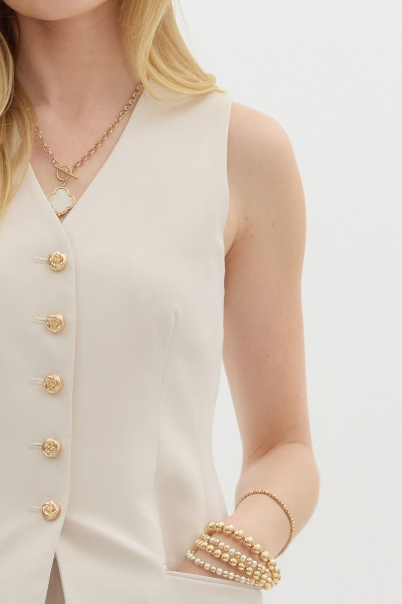 Sophisticated Charm Top - Sand