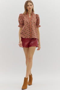 Optical Illusion Top - Terracotta