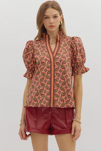 Optical Illusion Top - Terracotta