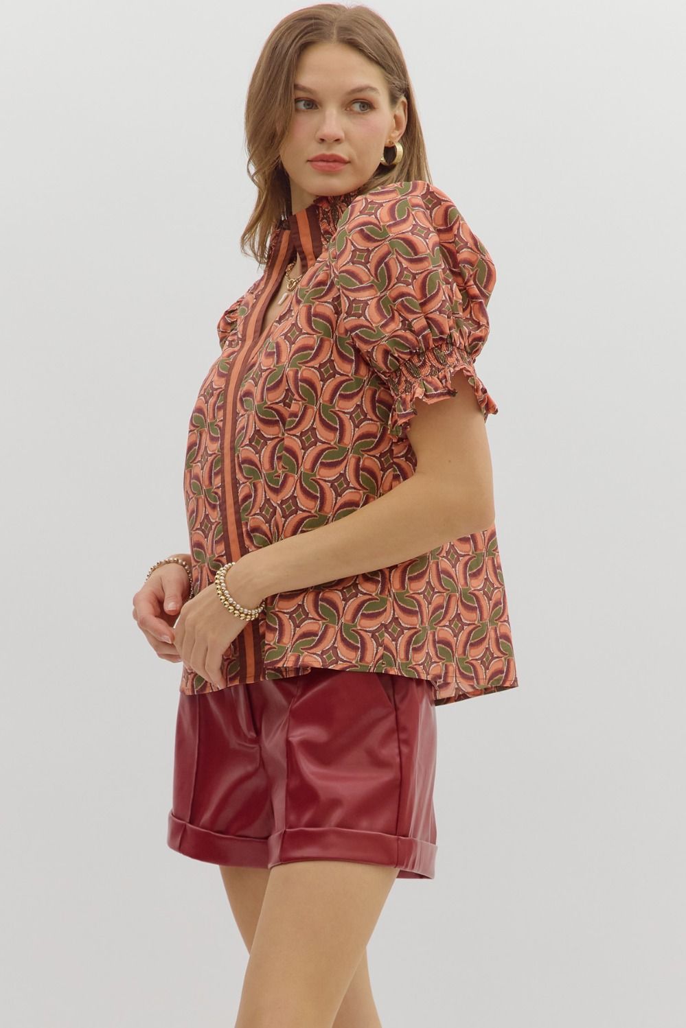 Optical Illusion Top - Terracotta