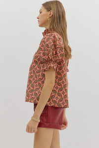 Optical Illusion Top - Terracotta