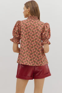 Optical Illusion Top - Terracotta