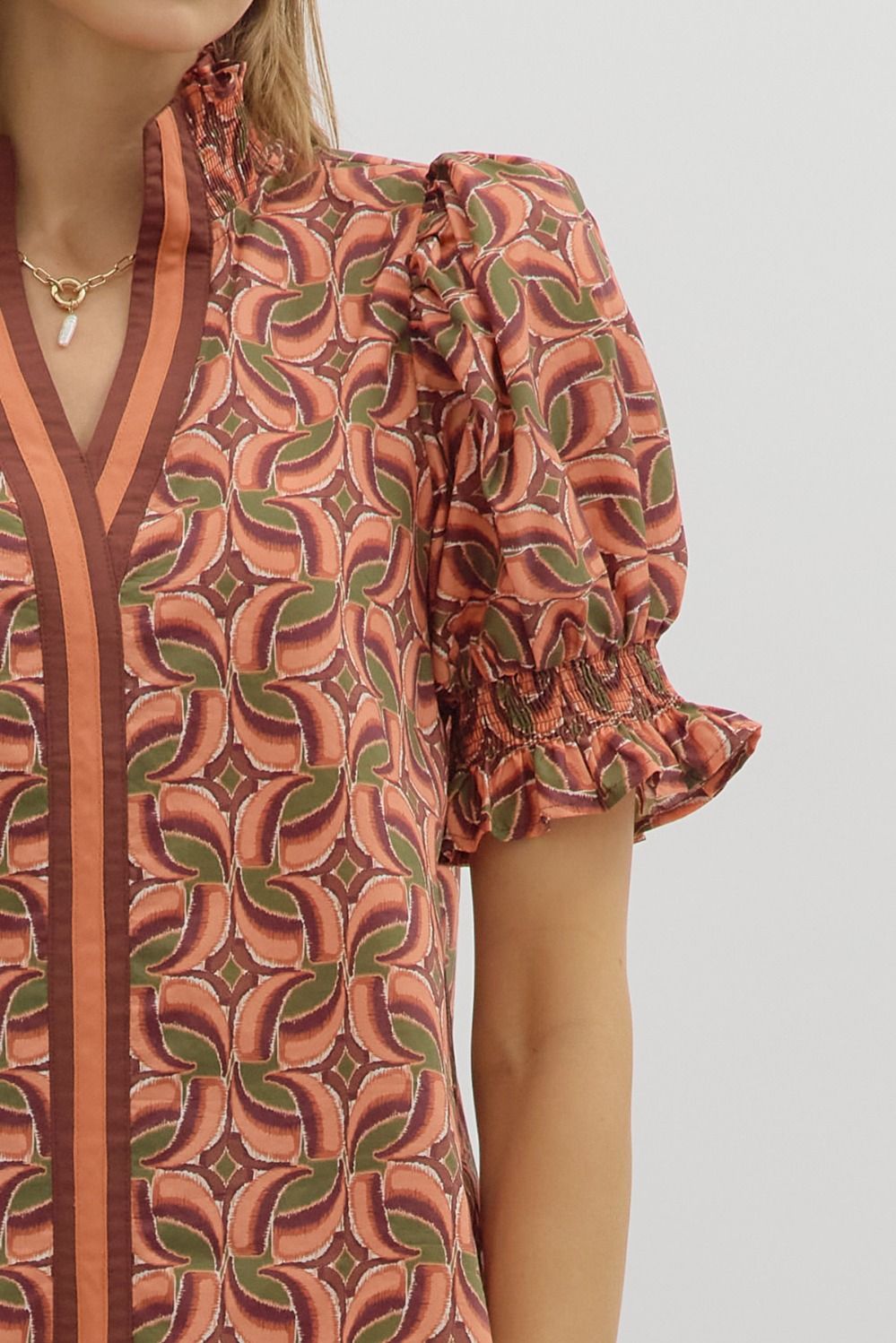 Optical Illusion Top - Terracotta