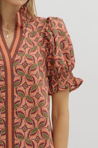 Optical Illusion Top - Terracotta